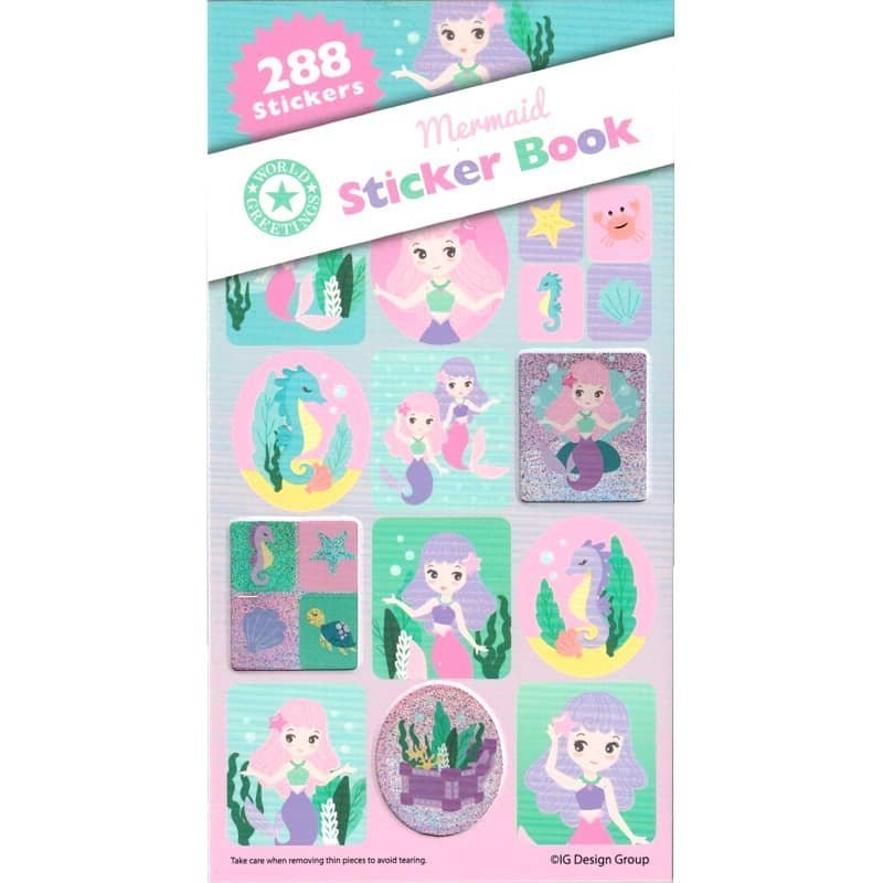 Mermaid Sticker Book 288pk (12 Sheets) Party Favours - NextParty