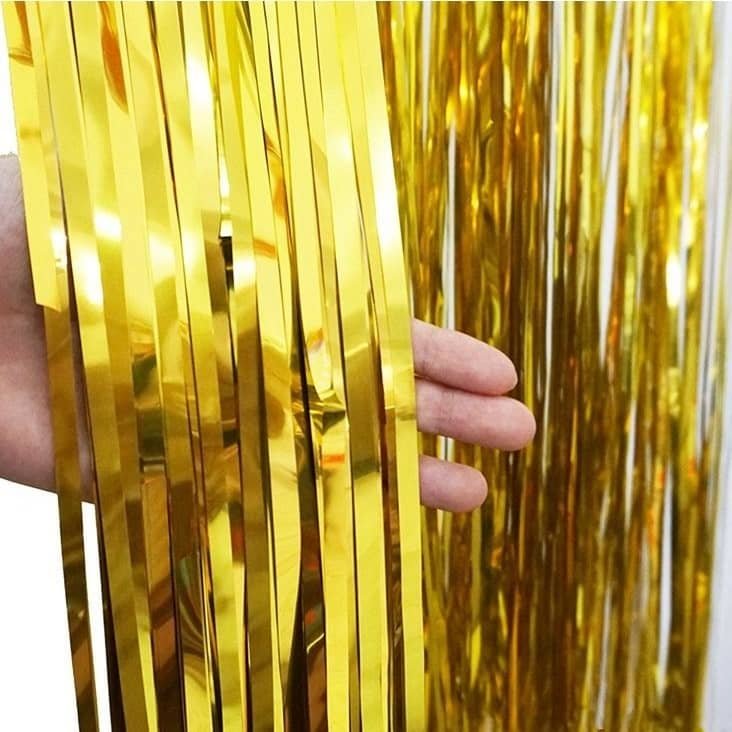 Metallic Gold Foil Curtain 2M x 90CM Backdrop - NextParty