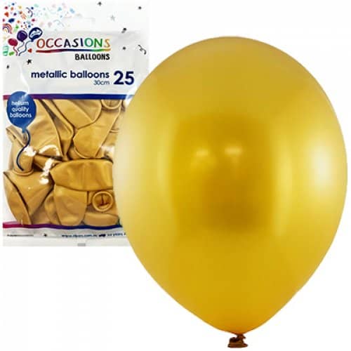 Metallic Gold Latex Balloons 30cm (12") 25pk - NextParty