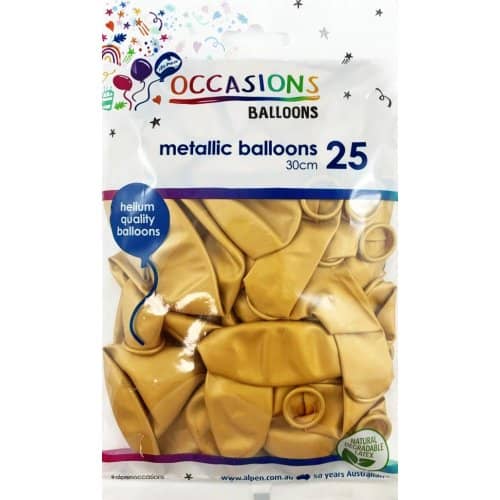 Metallic Gold Latex Balloons 30cm (12") 25pk - NextParty