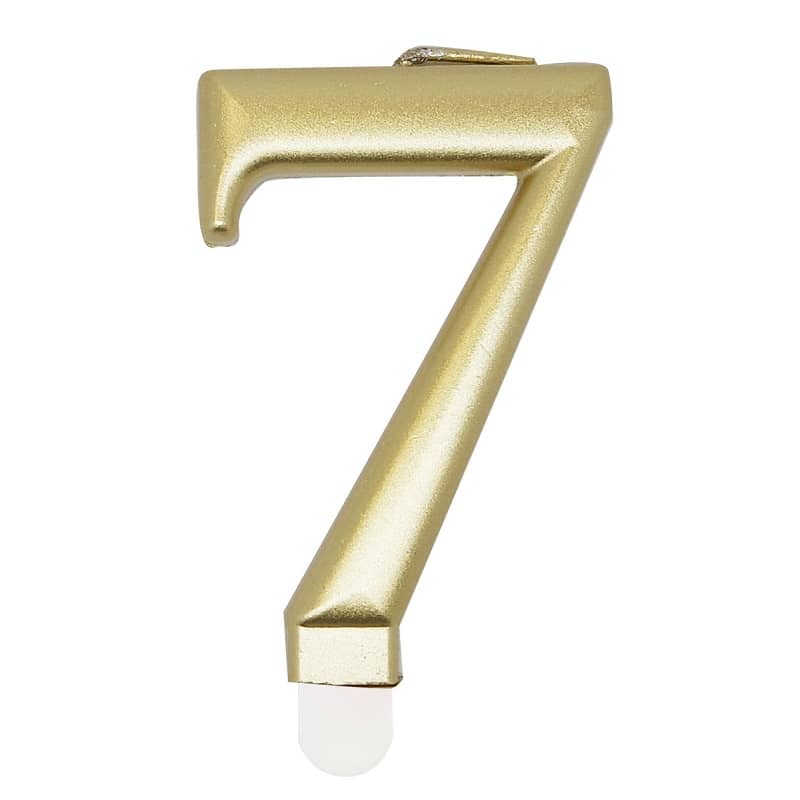 Metallic Gold Numeral Candle "7" With Holder - NextParty