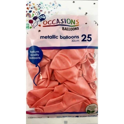 Metallic Rose Gold Latex Balloons 30cm (12") 25pk - NextParty