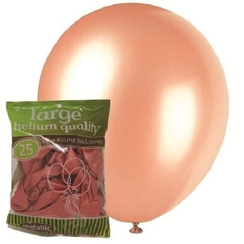 Metallic Rose Gold Solid Colour Latex Balloons 30cm (12") 25pk - NextParty