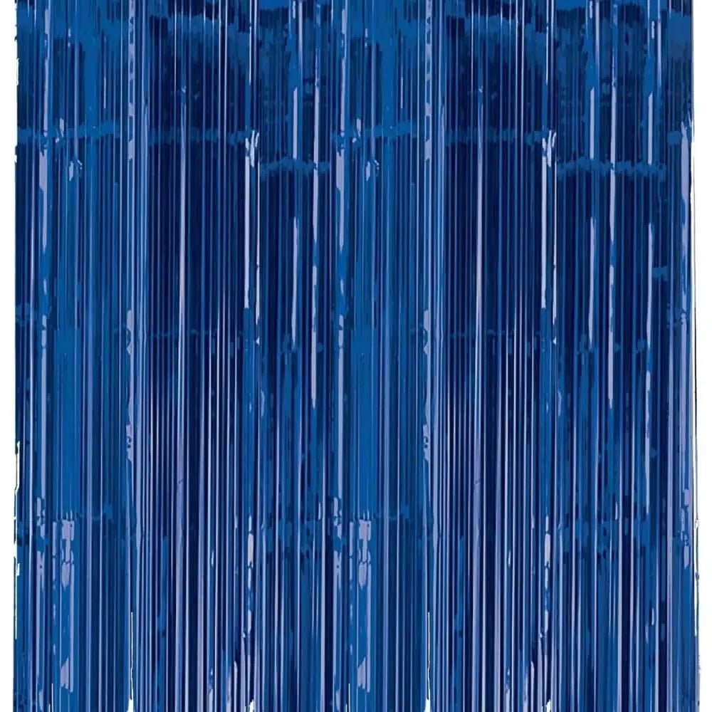 Metallic Royal Blue Foil Curtain 2.4m x 91cm Backdrop - NextParty