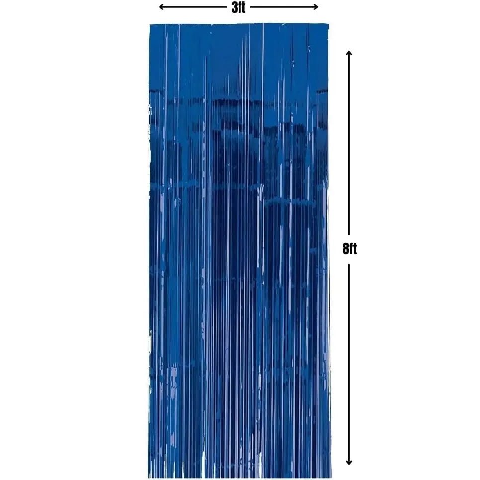 Metallic Royal Blue Foil Curtain 2.4m x 91cm Backdrop - NextParty