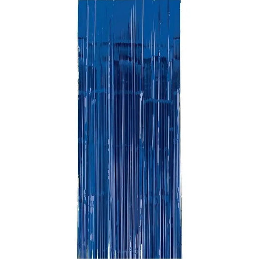 Metallic Royal Blue Foil Curtain 2.4m x 91cm Backdrop - NextParty