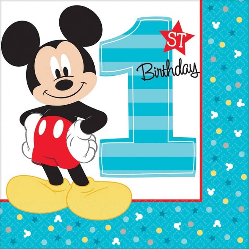 Mickey Mouse 1st Birthday Lunch Napkins 16pk Serviettes - NextParty