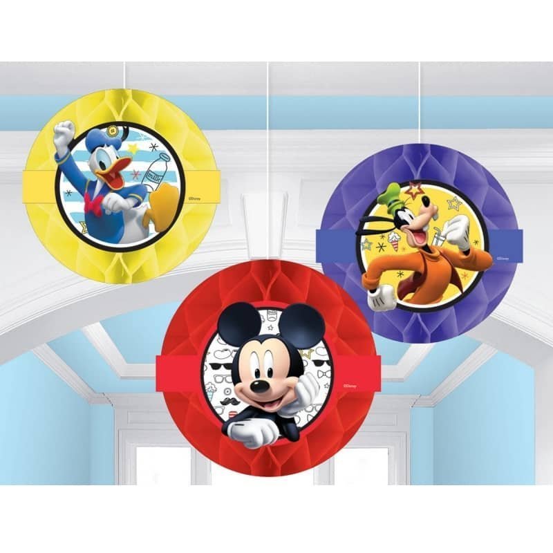 Mickey Mouse Honeycomb Hanging Decorations 3pk - NextParty