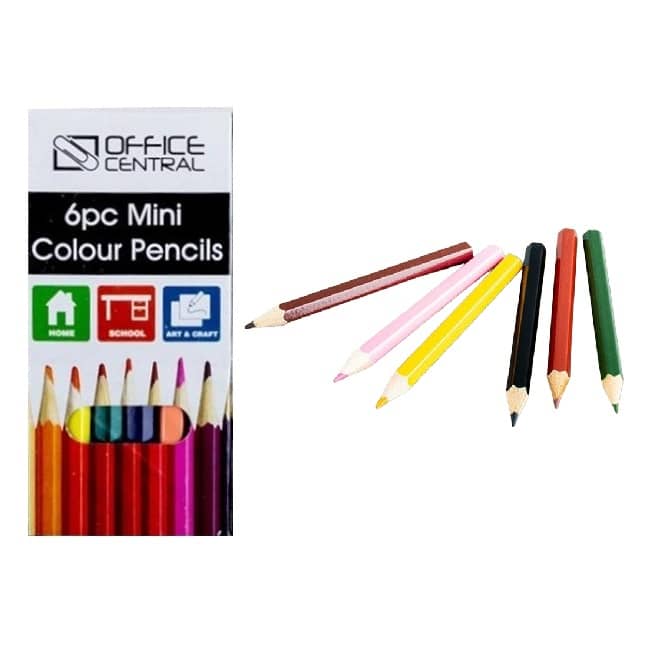 Mini Coloured Pencils 6pk Assorted Colours - NextParty