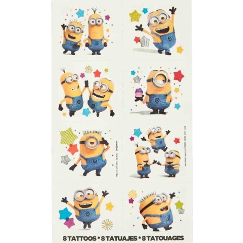 Minions Fake Tattoos 8pcs Party Favour - NextParty