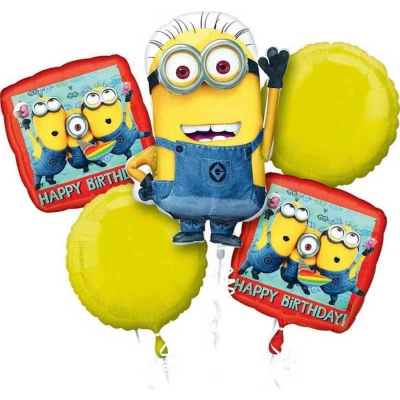 Minions Foil Balloon Bouquet 5pk - NextParty