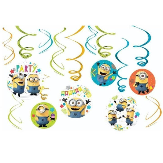 Minions Hanging Swirl Decorations 12pk - NextParty