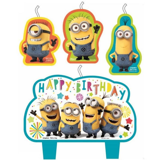 Minions Happy Birthday Candles 4pcs - NextParty