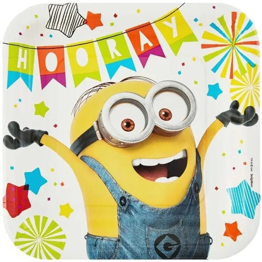 Minions Large Paper Plates 23cm (9") 8pk Square - NextParty