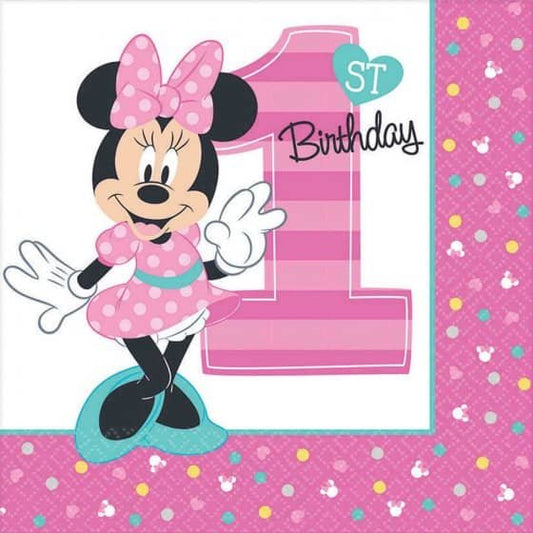 Minnie Mouse Fun To Be One 1st Birthday Lunch Napkins 16pk - NextParty