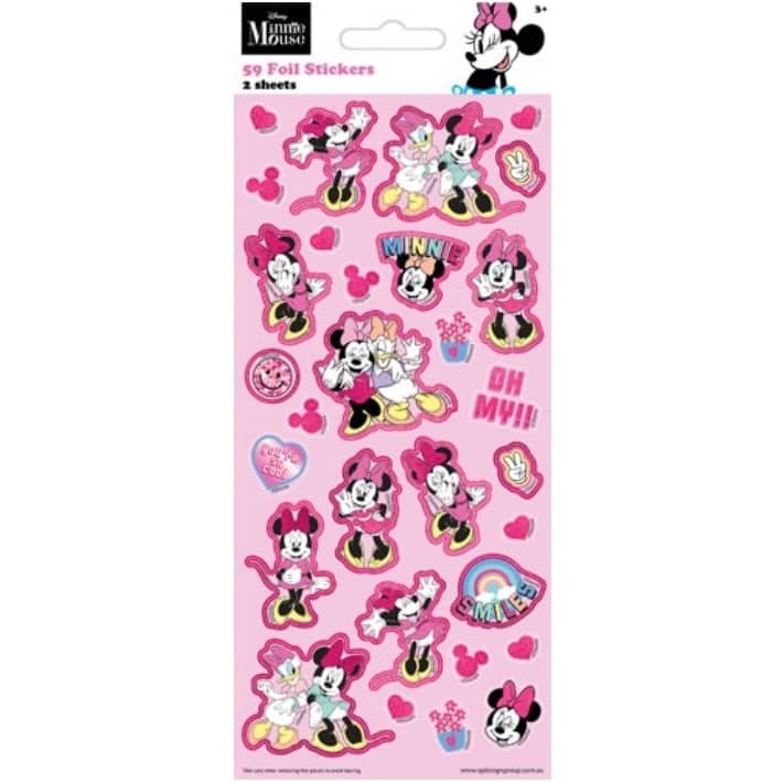 Minnie Mouse Sticker Sheets 59pk (2 Sheets) Party Favours - NextParty