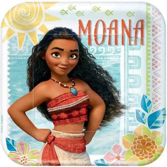 Moana Large Paper Plates 23cm (9") 8pk Square - NextParty