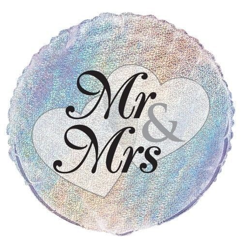 Mr & Mrs Prismatic Foil Balloon 45CM (18") Wedding - NextParty