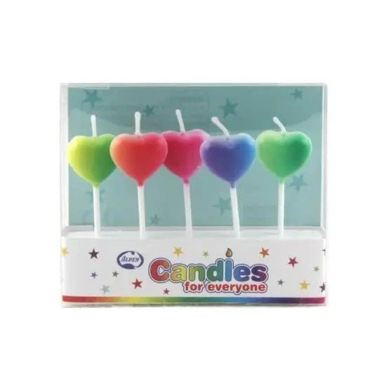 Multi - colour Hearts Small Pick Candles 5pk - NextParty