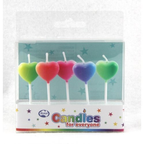 Multi - colour Hearts Small Pick Candles 5pk - NextParty