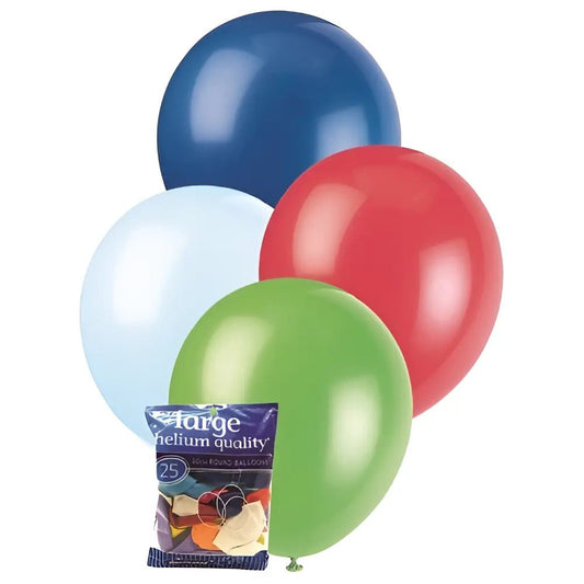 Multi - colour Solid Colour Latex Balloons 30cm (12") 25pk - NextParty