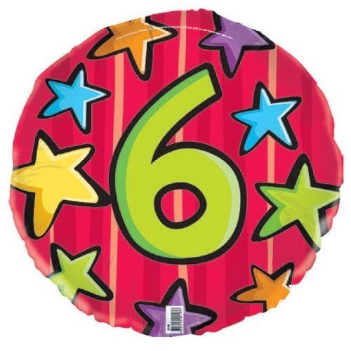 Multi - Colour Stars 6th Birthday Foil Balloon 45cm (18") - NextParty