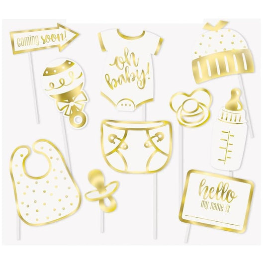 Oh Baby Foil Stamped Selfie Photo Booth Props 10pk - NextParty