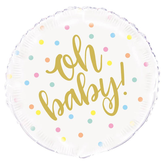 Oh Baby Gold Printed Foil Balloon 45cm (18") - NextParty