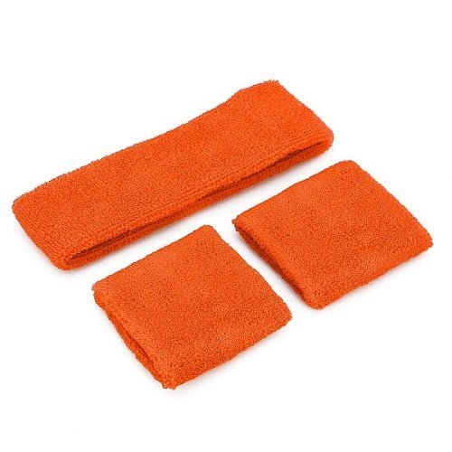 Orange 80'S Cotton Wristbands Headband Sweatbands Set 14900 - 09 - NextParty