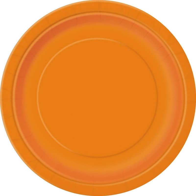 Orange Large Round Paper Plates 23cm (9") 8pk Solid Colour - NextParty