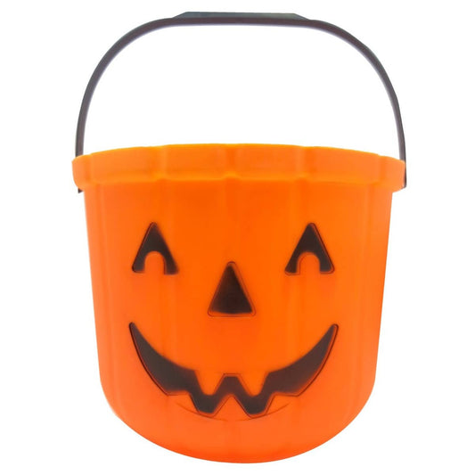 Orange Plastic Pumpkin Bucket Container Halloween Trick Or Treat - NextParty