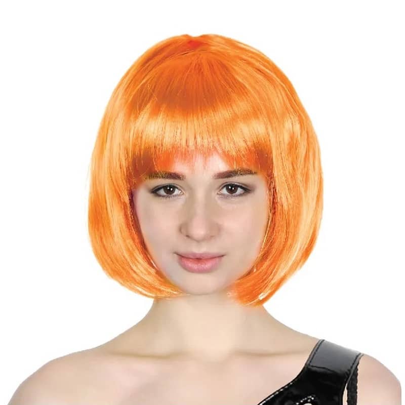 Orange Short BOB Wig With Fringe - NextParty