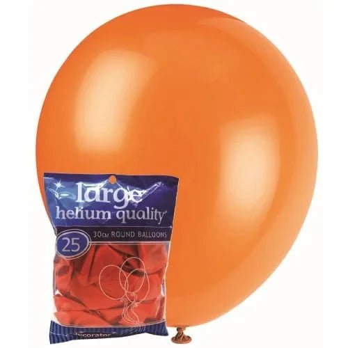 Orange Solid Colour Latex Balloons 30cm (12") 25pk - NextParty