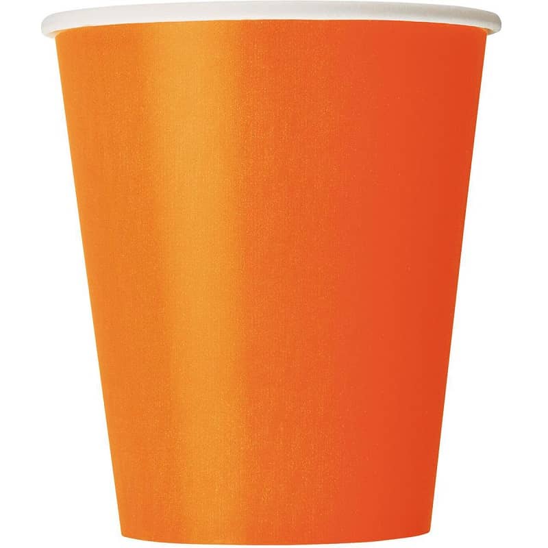 Orange Solid Colour Paper Cups 8pk - NextParty