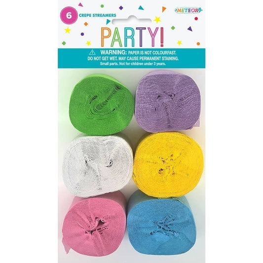 Pastel Crepe Streamers 6pk Party Decorations - NextParty