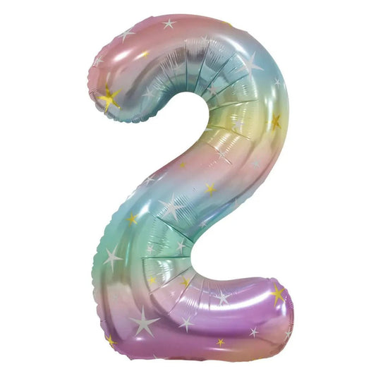 Pastel Rainbow Number 2 Giant Numeral Foil Balloon 86cm (34") - NextParty