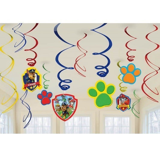 PAW Patrol Hanging Swirl Decorations Pack 12pk - NextParty