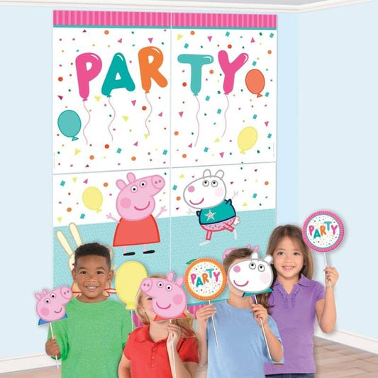 Peppa Pig Backdrop Scene Setter With 12 Photo Props - NextParty