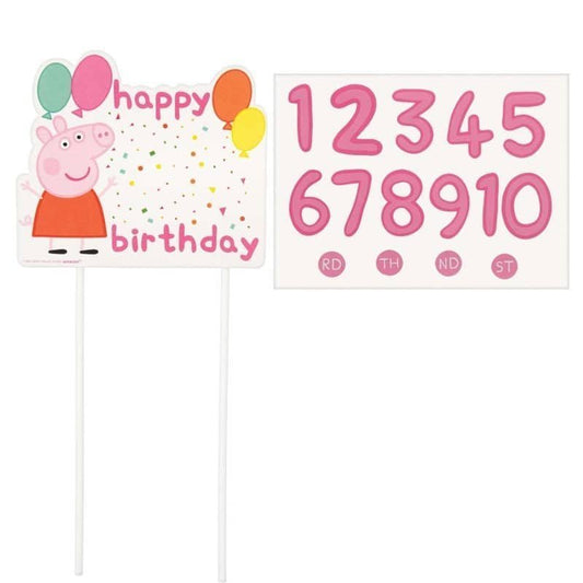 Peppa Pig Confetti Birthday Party Customisable Cake Topper Pick - NextParty