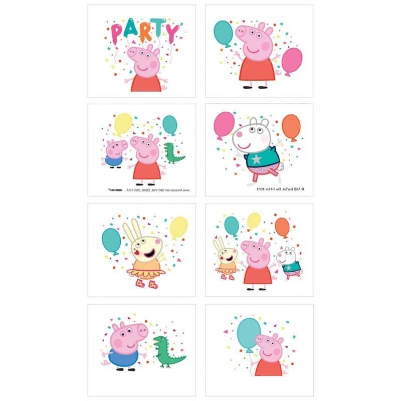 Peppa Pig Confetti Fake Tattoos 8pk Party Favour - NextParty