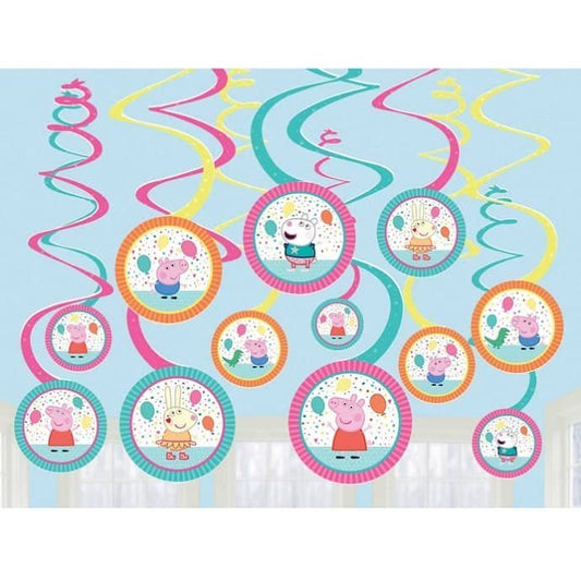 Peppa Pig Hanging Swirl Spiral Decorations 12pk - NextParty