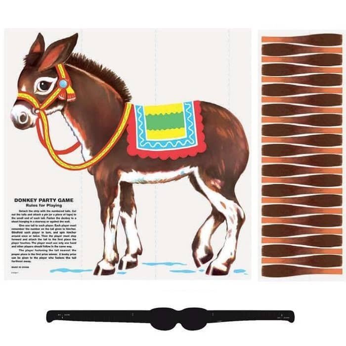 Pin The Tail On The Donkey Paper Party Blindfold Game - NextParty