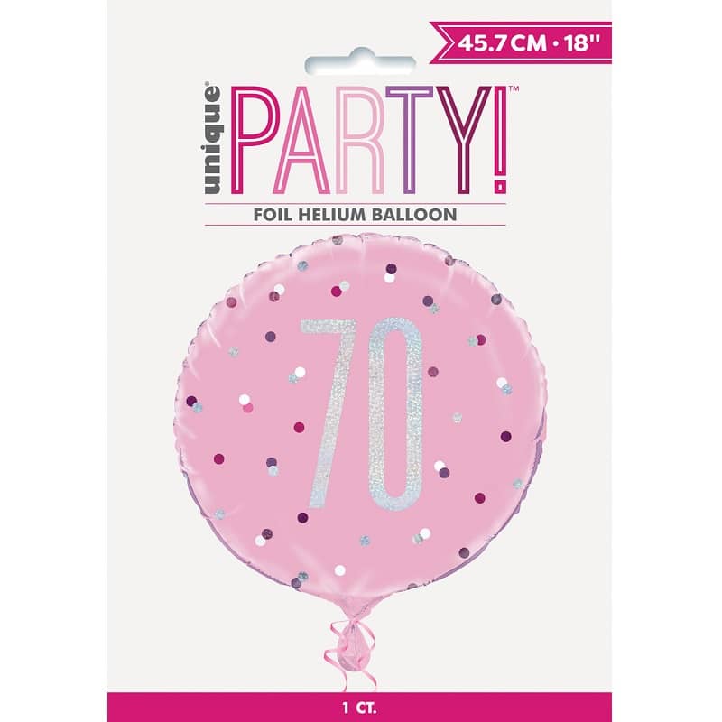 Pink 70th Birthday Foil Prismatic Balloon 45cm (18") - NextParty