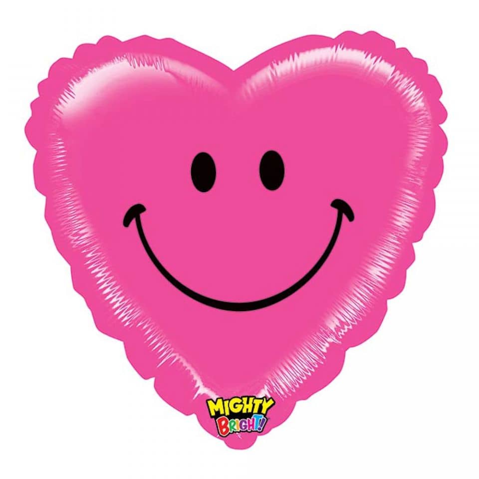 Pink Smiley Heart Foil Balloon 53cm (21") - NextParty