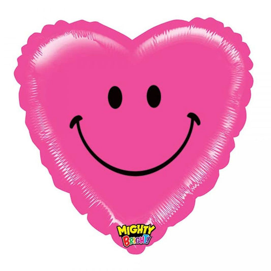 Pink Smiley Heart Foil Balloon 53cm (21") - NextParty