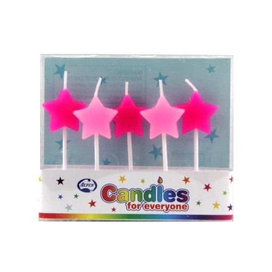 Pink Stars Small Pick Candles 5pk - NextParty