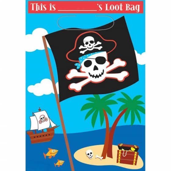 Pirate Plastic Party Bags 8pk Favours Loot - NextParty