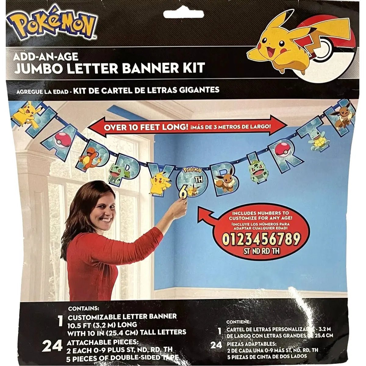 Pokemon Jumbo Add An Age Letter Banner 3.2M - NextParty