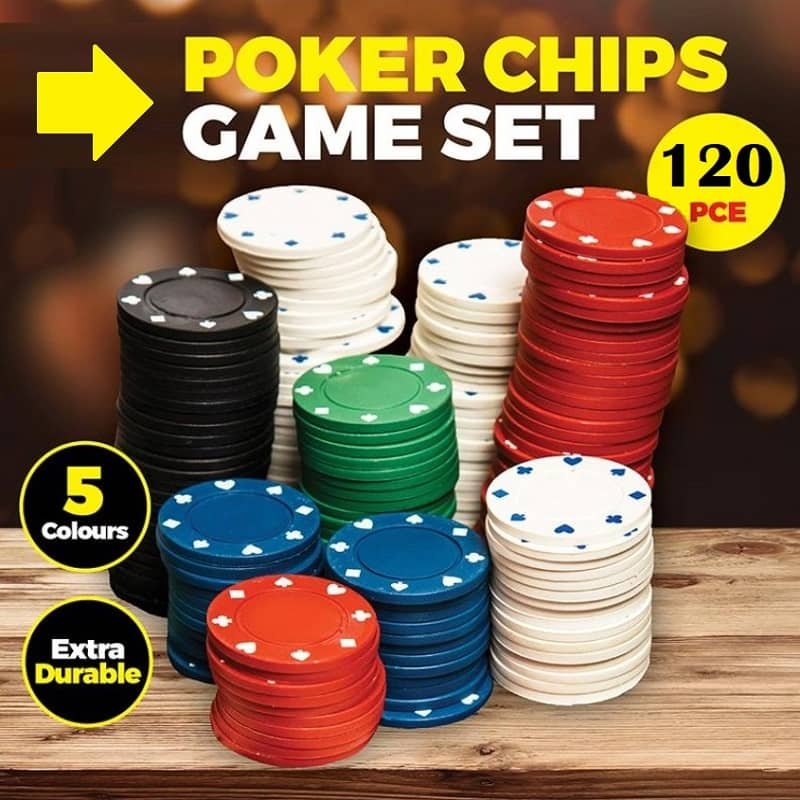 Poker Chips Set 120PCE Lightweight Tokens Night Casino Party Game - NextParty