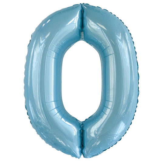 Powder Blue Number 0 Giant Numeral Foil Balloon 86CM (34") - NextParty